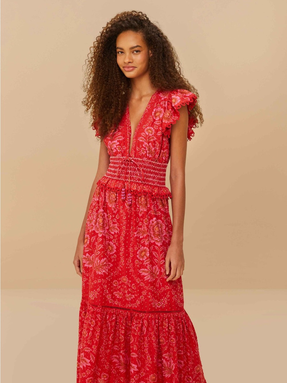 FARM Rio Olivia Red Maxi Dress NWT Size Large
